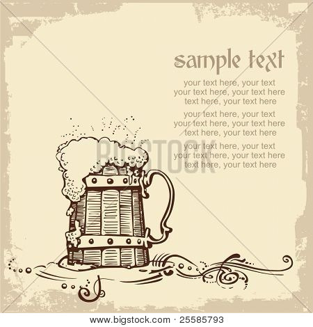 card design with woody beer mug and place for text