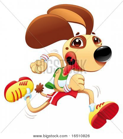 Funny dog is running. Vector and cartoon character. Object isolated