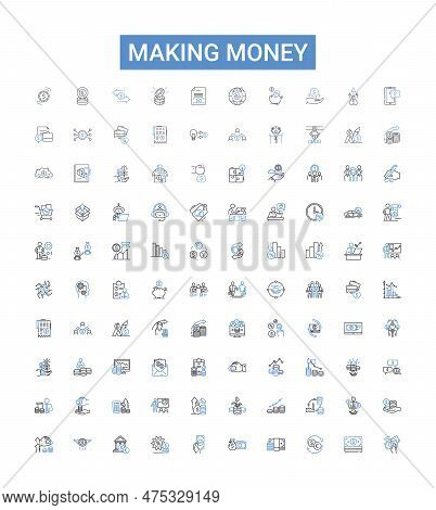 Making Money Outline Icons Collection. Earn, Earnings, Gains, Invest, Investing, Profit, Profitable 