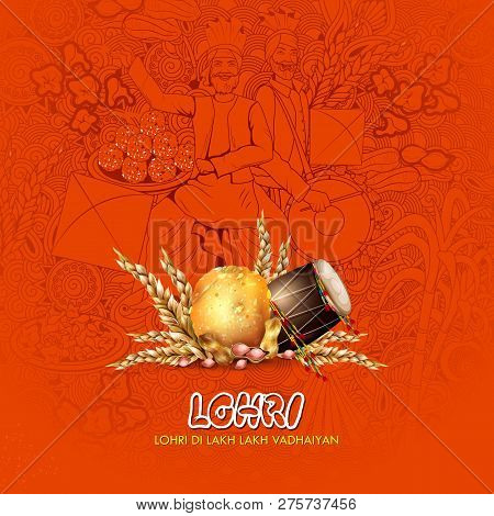 Happy Lohri festival of Punjab India background Poster #275737456 -  