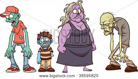 Cartoon zombies. Vector illustration with simple gradients. All in a single layer.