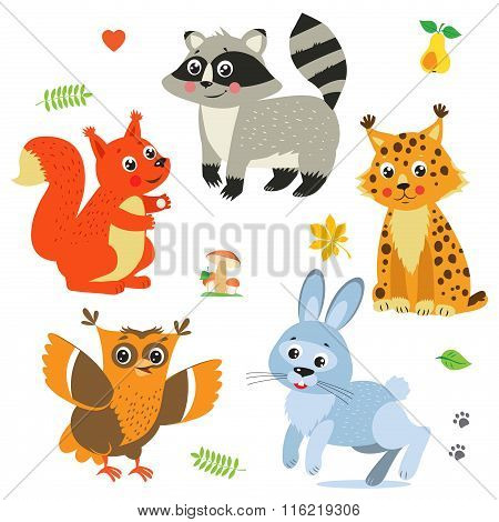 Cartoon Baby Animals Pack. Cute Vector Set: Lynx, Squirrel, Raccoon, Rabbit, Owl. Baby Animals Cute. Baby Animals Playing. Baby Animals Compilation. Baby Animals For Sale. Animals Stickers.