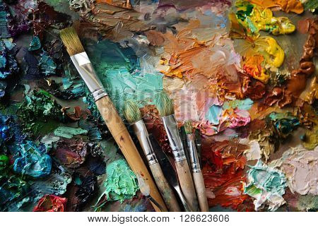 Palette With Paintbrush And Palette-knife