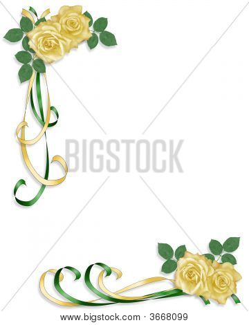 Yellow Roses And Ribbons Corner Design