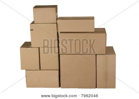 Different Cardboard Boxes Arranged In Stack