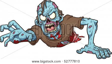 Cartoon crawling zombie. Vector clip art illustration with simple gradients. All in a single layer. 