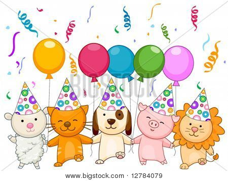 Birthday Animals - Vector