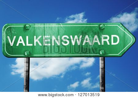 Valkenswaard road sign, on a blue sky background