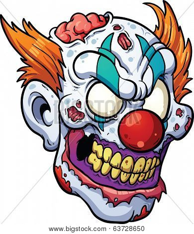 Zombie clown head. Vector clip art illustration with simple gradients. All in a single layer. 