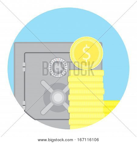 Accrued interest vector icon. Investment finance in safe bank illustration