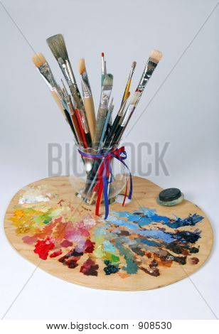 Artist'S Palette And Brushes