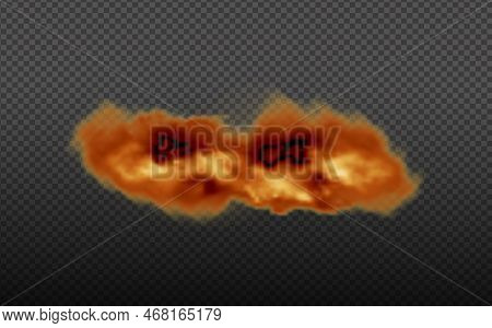 Realistic Vector Isolated On Transparent Background. Dust Cloud With Fire, Cigarette Smoke And Black