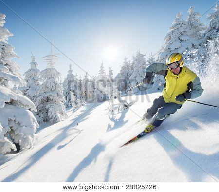 Skier in freeride