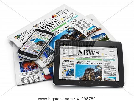 Electronic and paper media concept