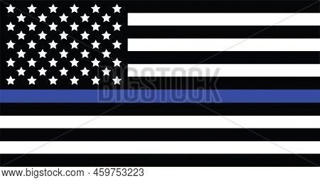 Usa Flag Blue Line For Police American Flag