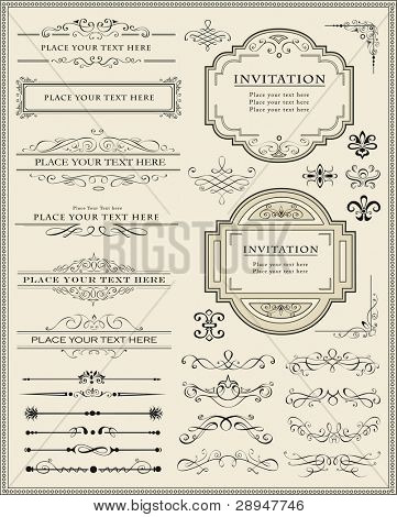 Vector illustration of calligraphic elements and page decoration