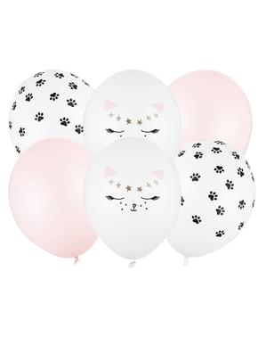 6 globos de gatos