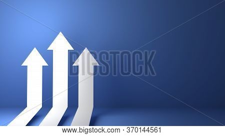 3D Rendered Business Arrow Up Direction Concept To Success Target. Finance Growth Vision Stretching