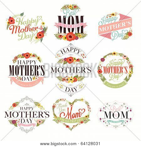 Vintage Happy Mothers's Day Typographical Set