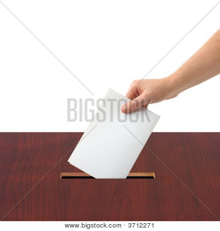 Hand With Ballot And Box