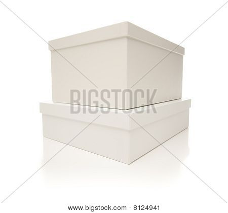 Stacked White Boxes With Lids Isolated On Background