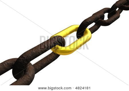 Rusty Chain With Golden Link