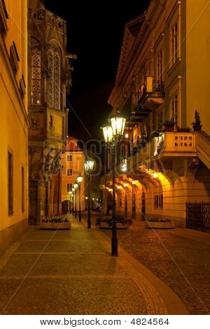 Empty Night Prague Street