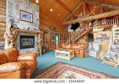 Log Cabin Rustic And Large Living Room