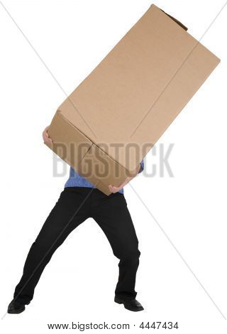 Man Holding Big Cardboard Box