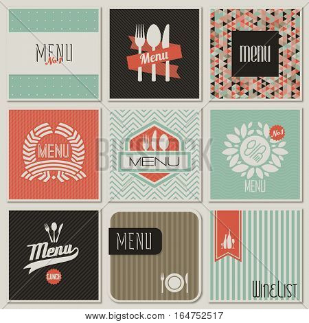 Restaurant menu designs. Retro-styled illustration.