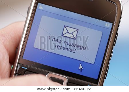 Text message received on a mobile phone