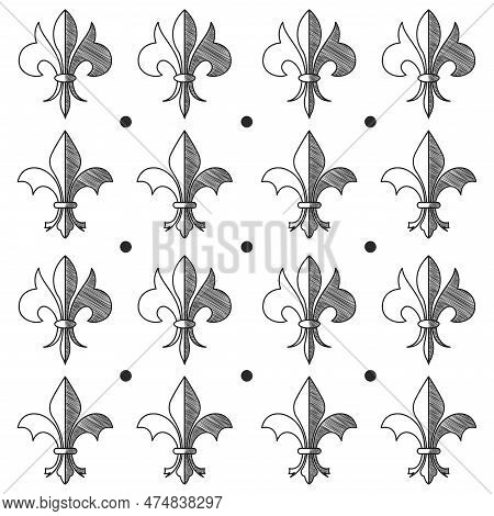 Seamless Pattern Background With Lys Flower Symbols Vector Illustration