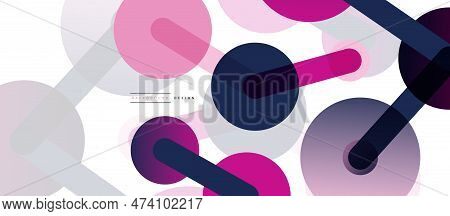 Abstract Background. Round Dots Connected By Lines. Trendy Techno Business Template For Wallpaper, B