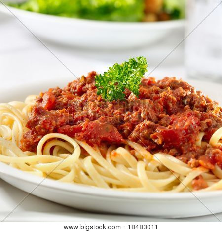 Spaghetti pasta met tomatensaus rundvlees