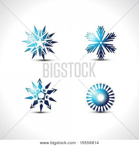 vector snow flakes set of four