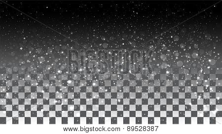 Falling snow on a transparent background