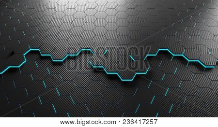 hexagon carbon fiber background 3d rendering image