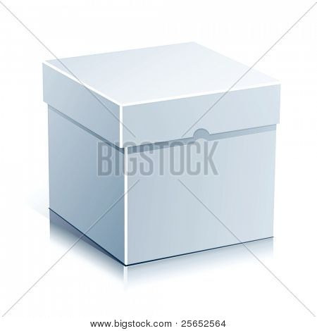 White Box Vector Illustration Isolated on White Background.