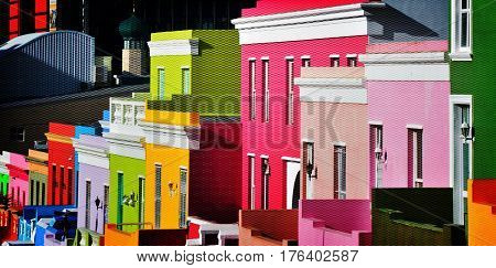 Landscape with colorful Houses in Bo-Kaap Cape Town