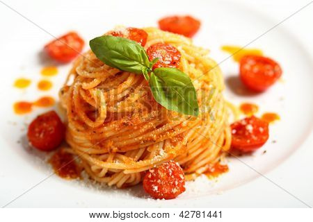 Italiaanse pasta spaghetti met tomatensaus