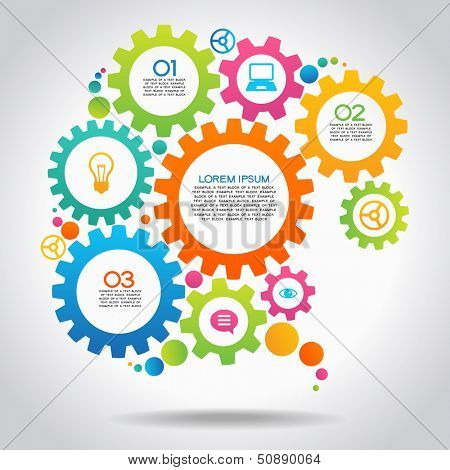 Vektor-Illustration von Infographik Entwurfsvorlage mit Ausrüstung und Symbole. Datei wird gespeichert in AI10 EPS-ve