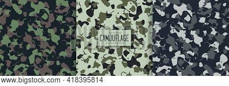 Abstract Military Camouflage Pattern Texture Set Design Vector Illustration