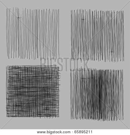 grunge rough hatching drawing textures set. vector illustration