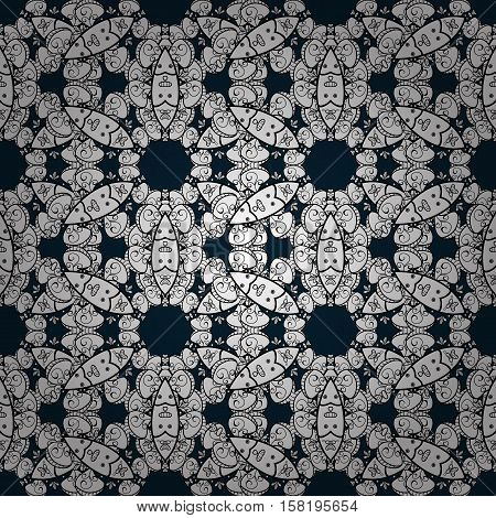 Seamless Floral Doodle Background Pattern In Vector. Design Asian Ethnic Tribal Pattern. Black And W