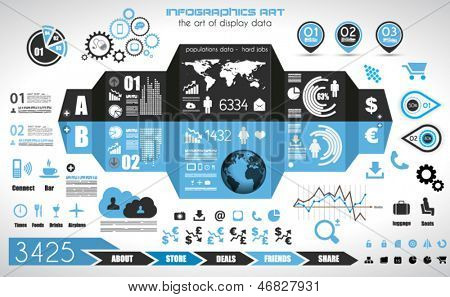 Infographik Elemente - set Papier-Markierungen, Technologie-Symbole, Wolke Cmputing, Graphen, Papier-Markierungen, arro