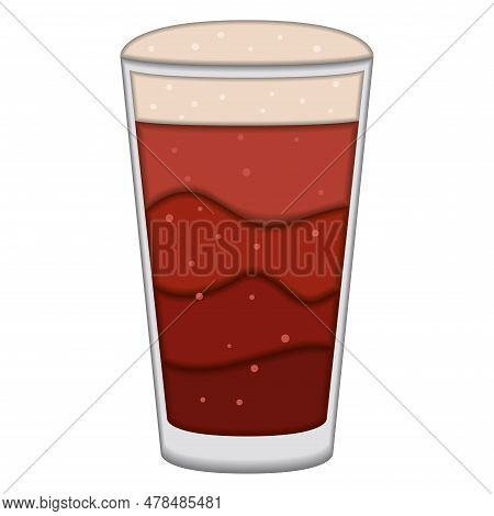 Isolated Colored Beer Cup With Foam Paper Art Style Vector Illustration