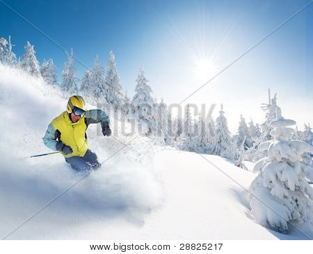 Skier in hight mountain