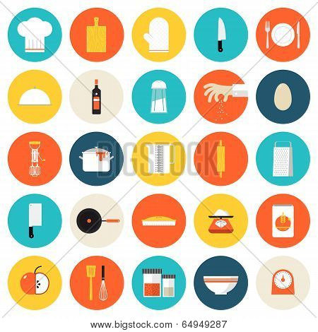 Kitchen Cooking Tools And Utensils Flat Icons