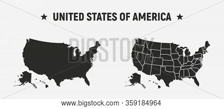 Usa Blank Map And Usa Map With States.  
Set Of 2 Usa Map. Poster Map Of Usa. United States Of Ameri