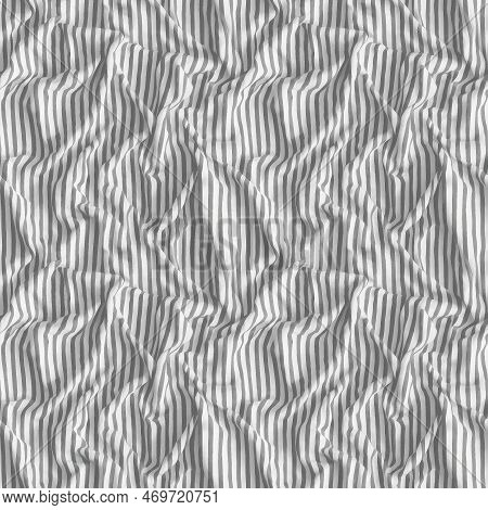 Light Gray Striped Crumpled Material  Suit For Background Or Texture. 3d Rendering. Monochrom